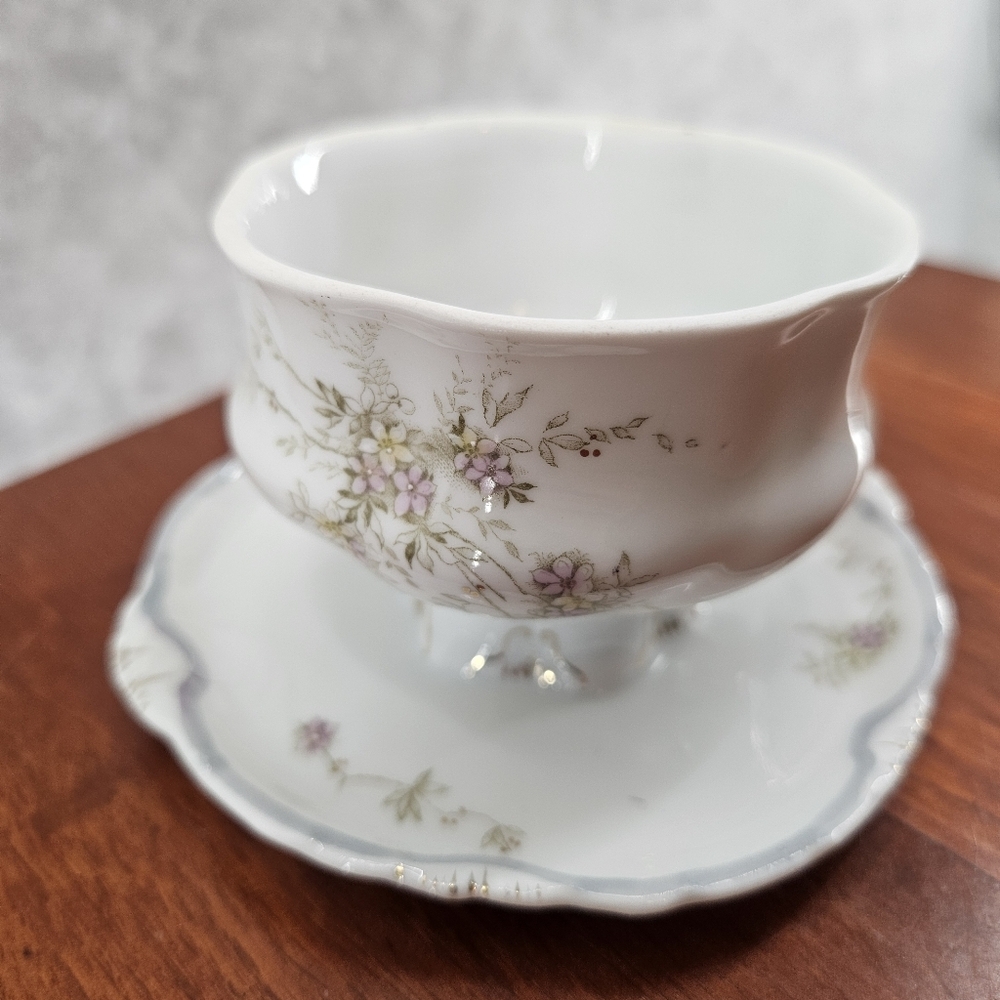 Versailles Made In Germany Elegant White Small Floral Bowl with Attached Plate